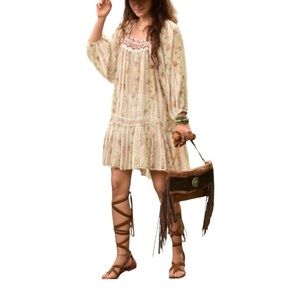 NEW Free People Dance Magic Embroidered Semi Sheer Long Flowy Tunic Top dress S